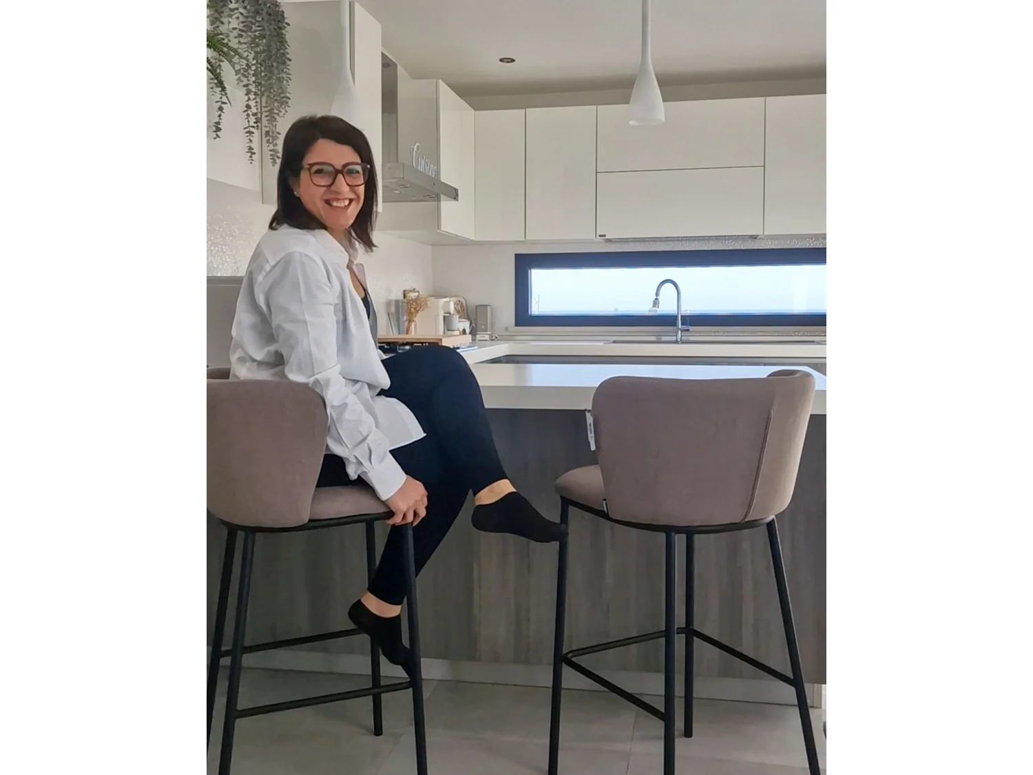 Set van 2 barstoelen MINA Taupe