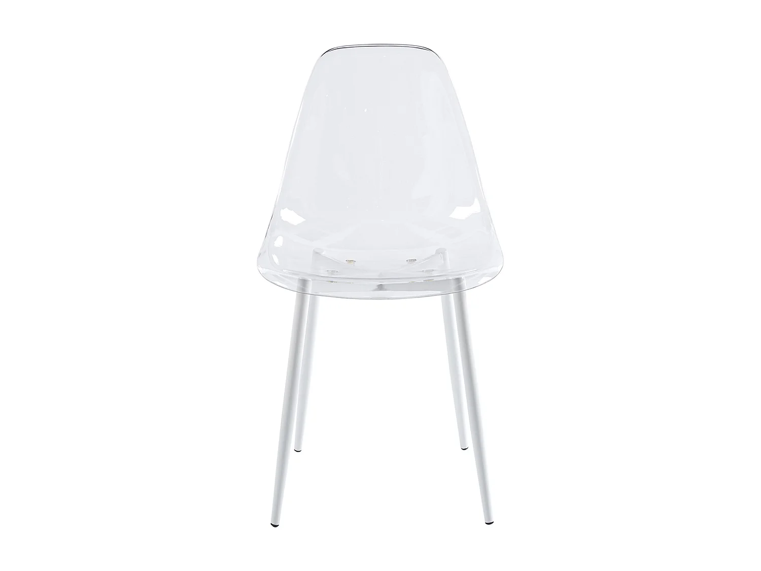 Lot de 4 chaises de salle à manger transparentes avec pieds coloris blanc - Longueur 46,5 x profondeur 50 x hauteur 85 cm