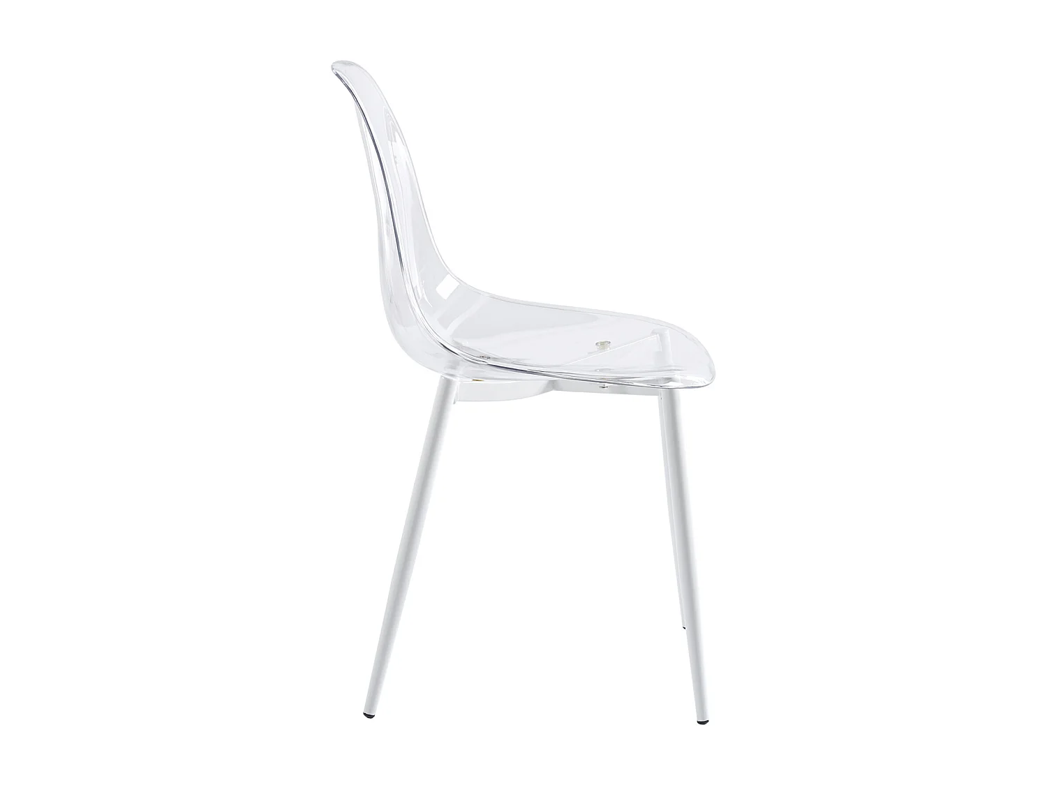 Lot de 4 chaises de salle à manger transparentes avec pieds coloris blanc - Longueur 46,5 x profondeur 50 x hauteur 85 cm