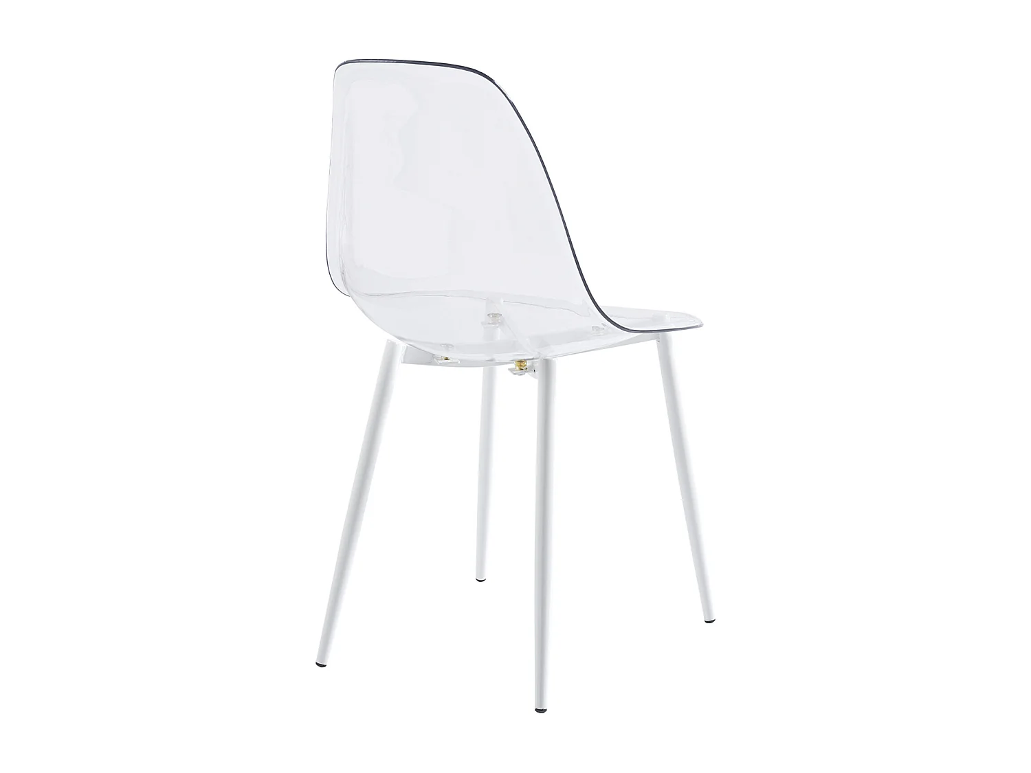 Lot de 4 chaises de salle à manger transparentes avec pieds coloris blanc - Longueur 46,5 x profondeur 50 x hauteur 85 cm