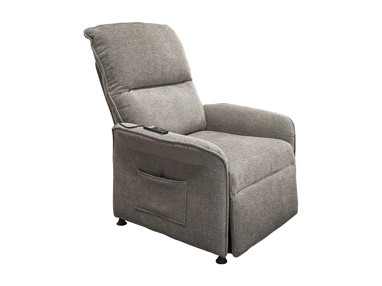 Fauteuil de relaxation électrique relevable avec massage en tissu coloris gris tabac - Longueur 84  x profondeur 82 x hauteur 102 cm