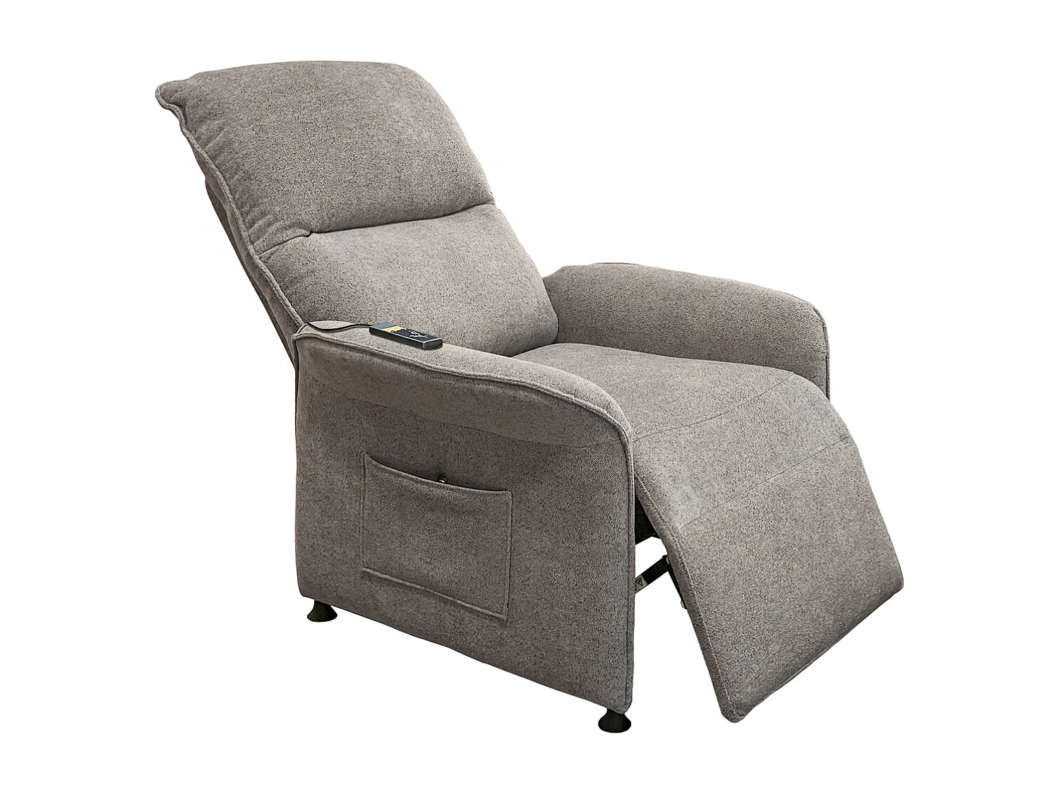 Fauteuil de relaxation électrique relevable avec massage en tissu coloris gris tabac - Longueur 84  x profondeur 82 x hauteur 102 cm