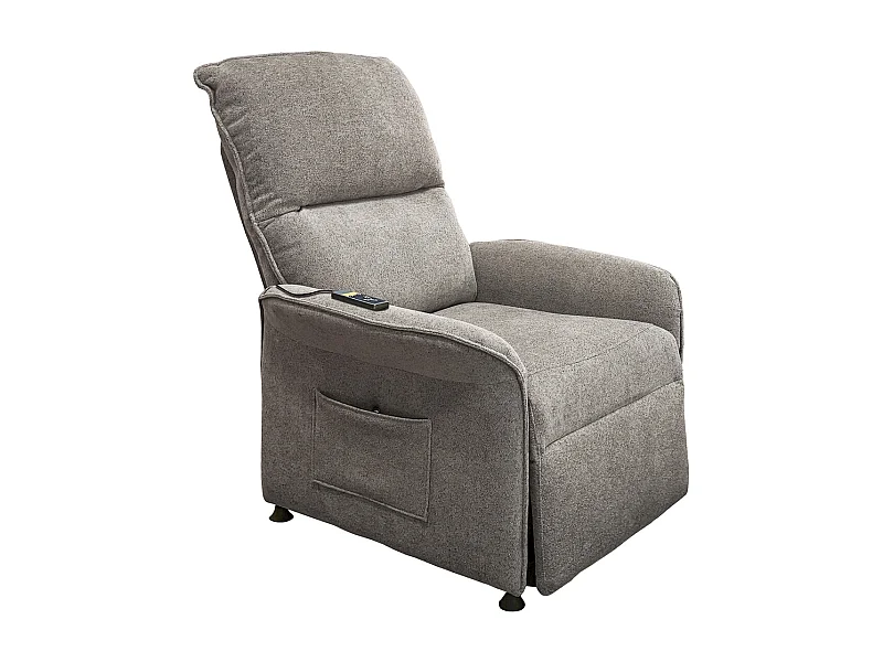 Fauteuil de relaxation électrique relevable avec massage en tissu coloris gris tabac - Longueur 84  x profondeur 82 x hauteur 102 cm