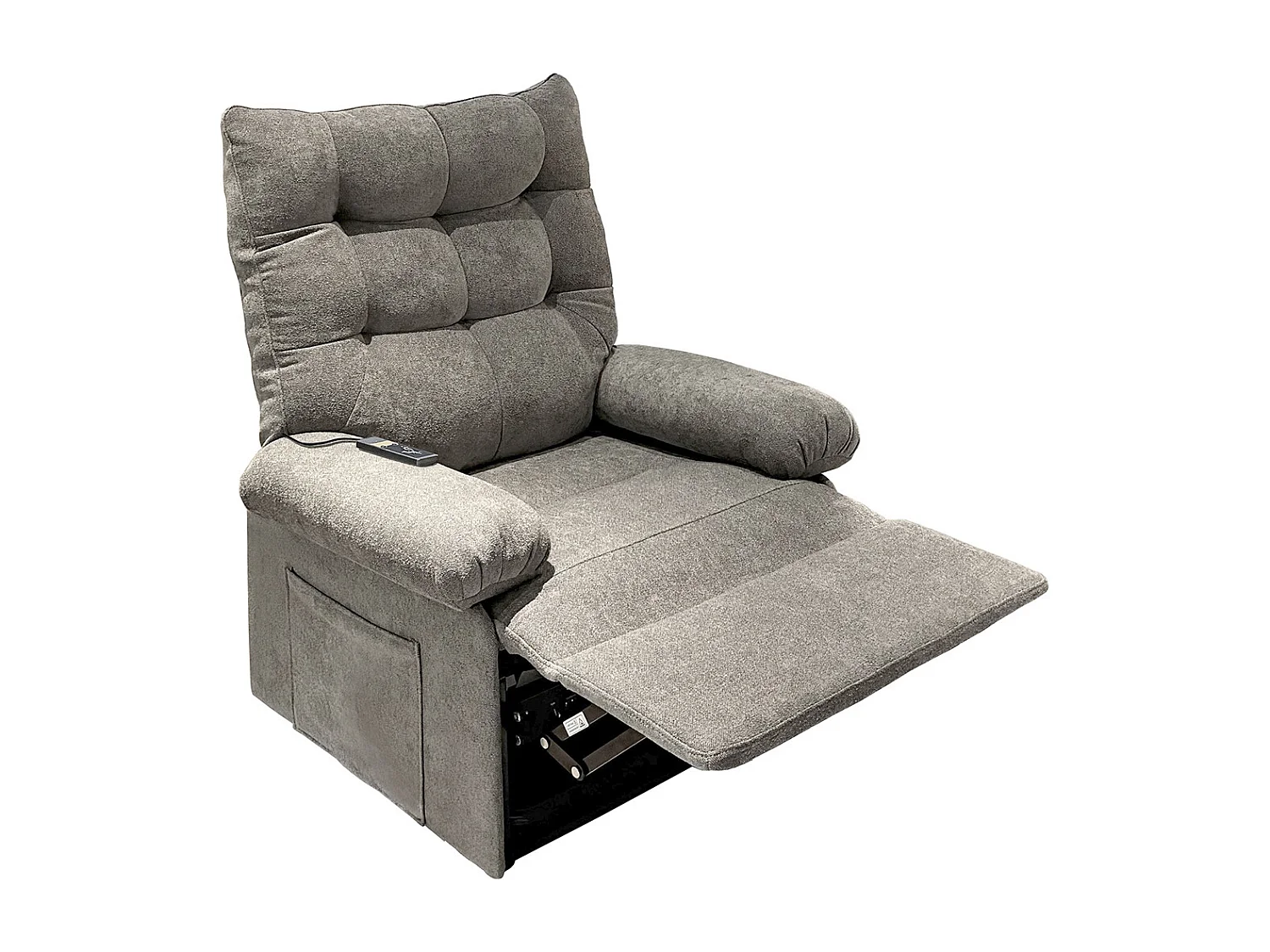 Fauteuil relax inclinable électrique relevable en tissu coloris Gris tabac -  Longueur 90 x profondeur 82 x hauteur 102 cm