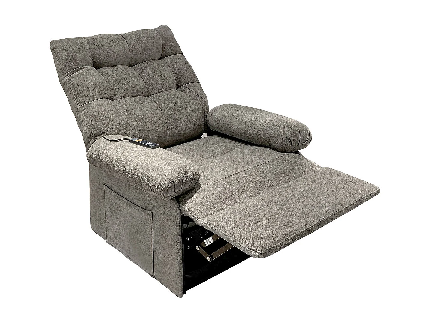 Fauteuil relax inclinable électrique relevable en tissu coloris Gris tabac -  Longueur 90 x profondeur 82 x hauteur 102 cm