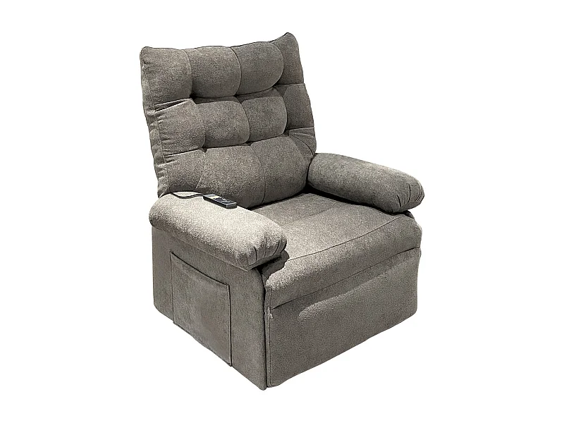 Fauteuil relax inclinable électrique relevable en tissu coloris Gris tabac -  Longueur 90 x profondeur 82 x hauteur 102 cm