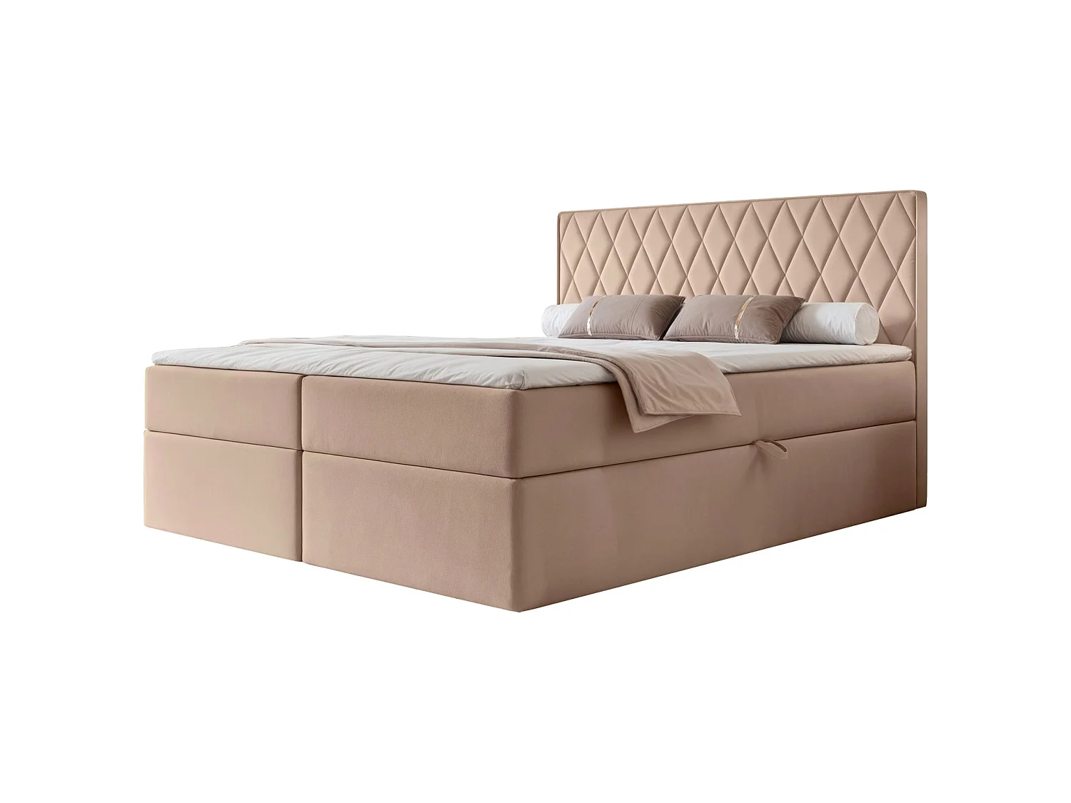 Boxspringbett 180x200 - mit Bonellmatratze - Topper - Velours - beige - CARENZO