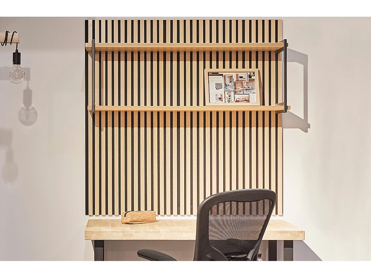 Lot des 2 panneaux décoratifs en bois coloris chêne nordique, noir - Longueur 60 x profondeur 2,2 x hauteur 120 cm