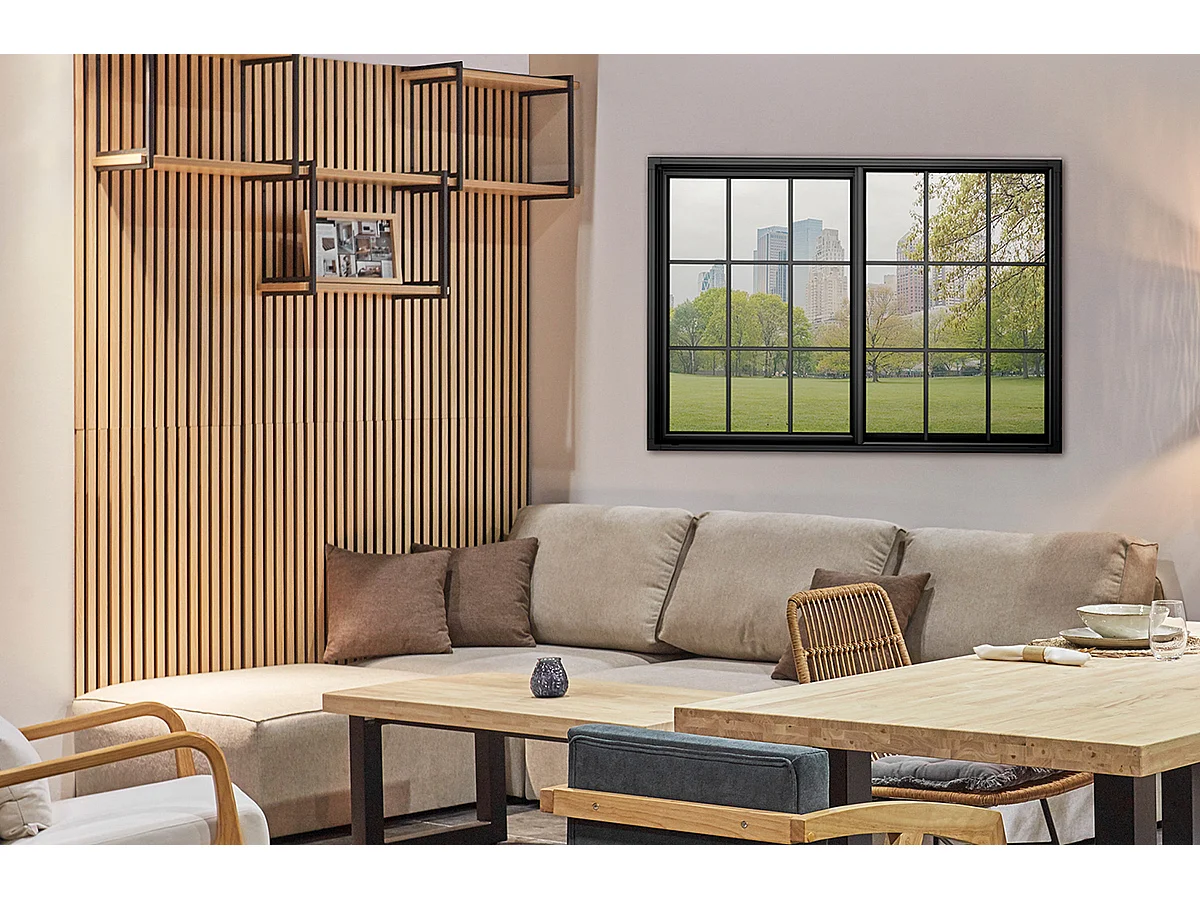 Lot des 2 panneaux décoratifs en bois coloris chêne nordique, noir - Longueur 60 x profondeur 2,2 x hauteur 120 cm