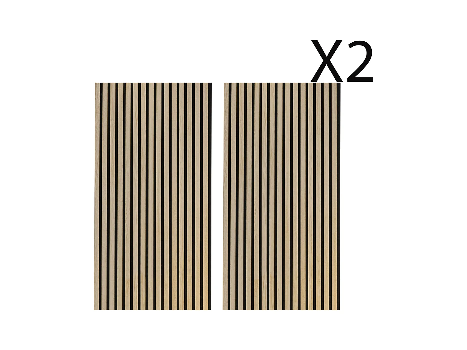 Lot des 2 panneaux décoratifs en bois coloris chêne nordique, noir - Longueur 60 x profondeur 2,2 x hauteur 120 cm