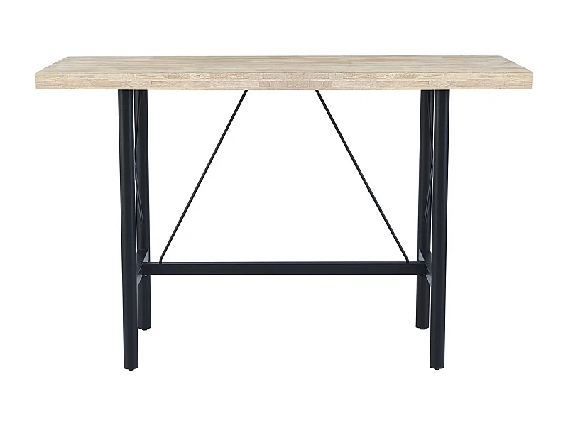 Table haute en bois coloris chêne nordique et pieds en métal coloris noir - Longueur 160  x profondeur 70 x hauteur 100 cm