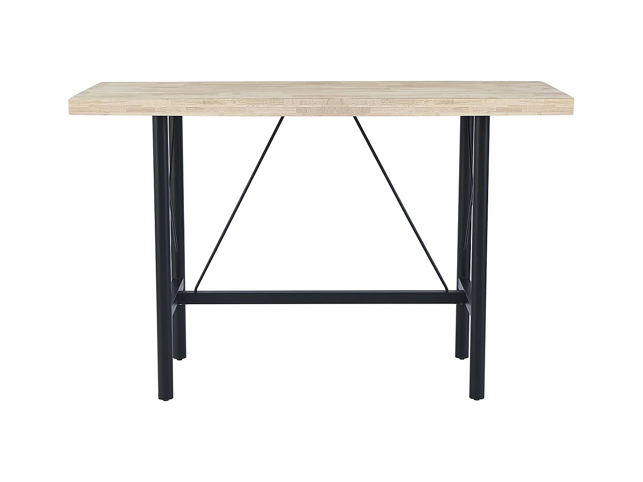 Table haute en bois coloris chêne nordique et pieds en métal coloris noir - Longueur 160  x profondeur 70 x hauteur 100 cm
