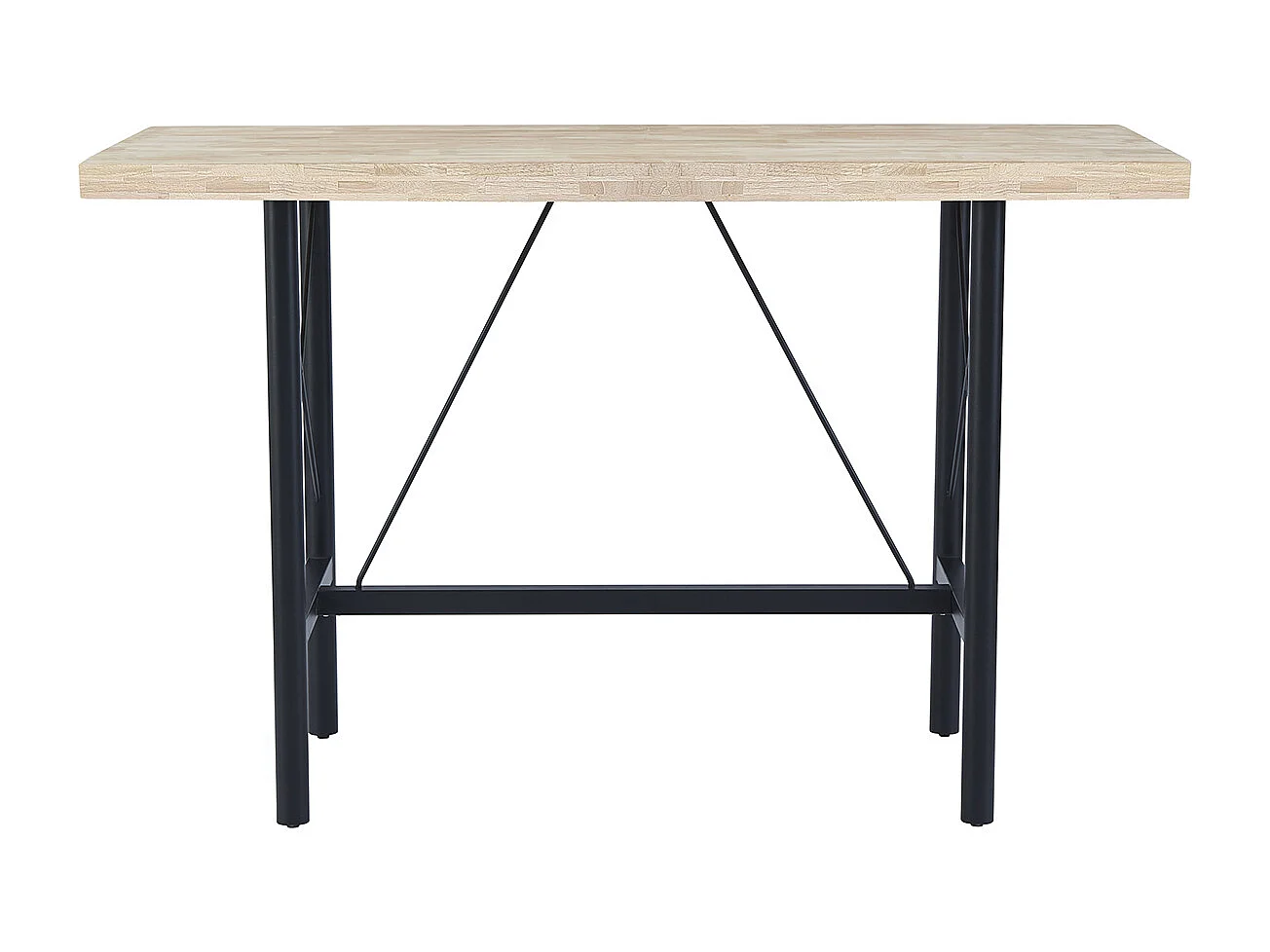 Table haute en bois coloris chêne nordique et pieds en métal coloris noir - Longueur 160  x profondeur 70 x hauteur 100 cm