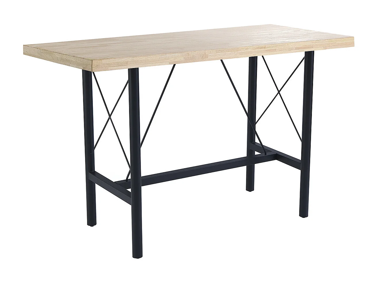 Table haute en bois coloris chêne nordique et pieds en métal coloris noir - Longueur 160  x profondeur 70 x hauteur 100 cm