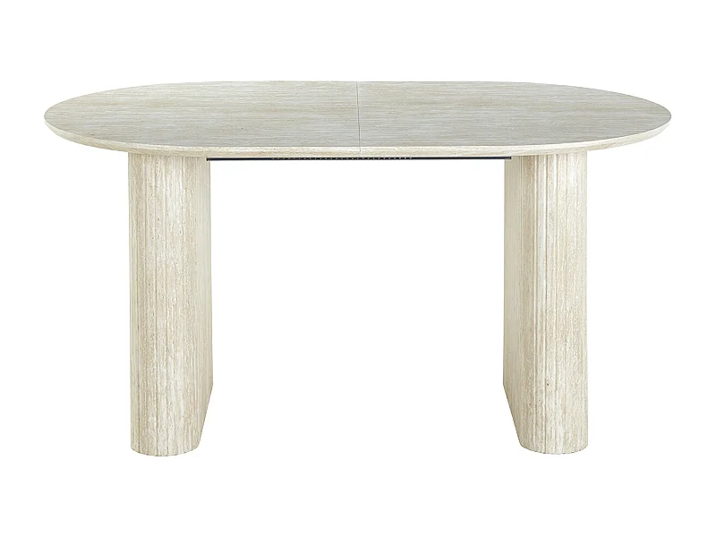 Table à manger, table de repas ovale extensible en bois coloris Travertin - Longueur 150-230  x profondeur 90 x hauteur 75 cm