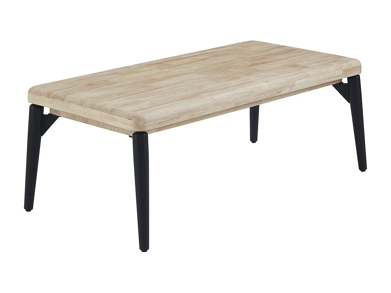 Table basse rectangulaire relevable coloris chêne nordique, pieds en métal noir -  Longueur 120 x profondeur 60 x hauteur 47-62 cm