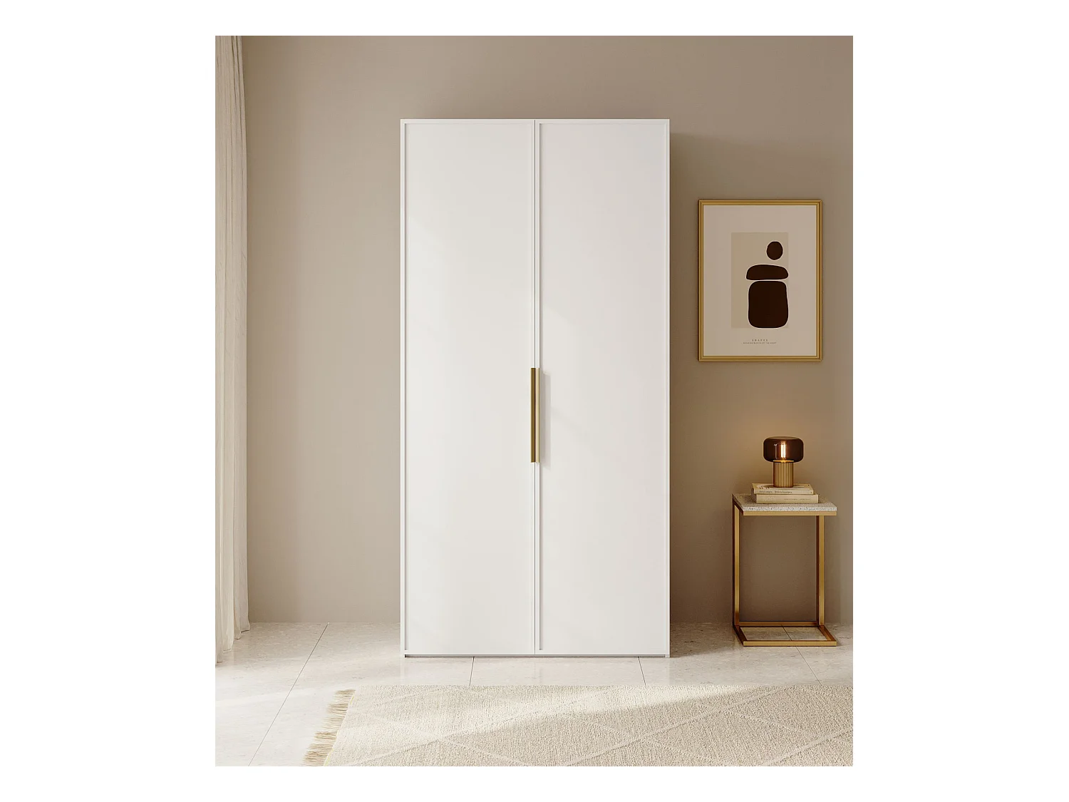 Armoire 2 portes avec tringle - 100 cm - blanc - FRAME