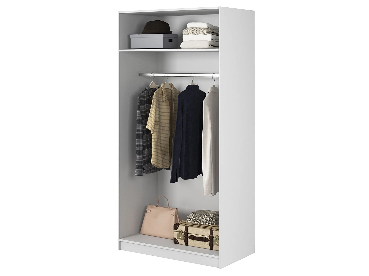 2-deurs kledingkast met roede - 100 cm - wit - FRAME