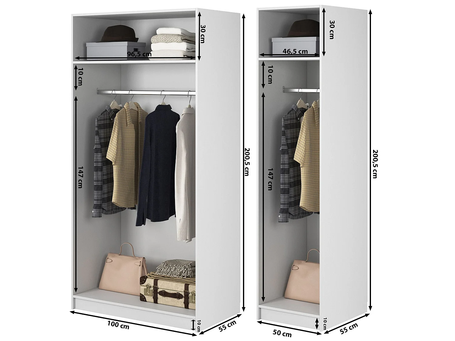 3-deurskast met twee roedes - 150 cm - zwart - FRAME