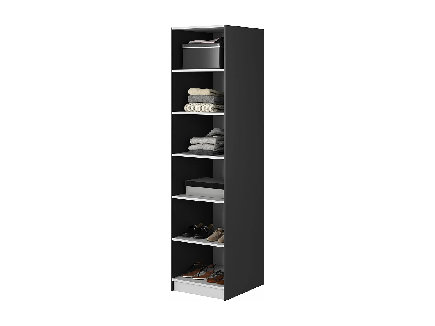 Armoire une porte avec étagères - 50 cm - noir - FRAME