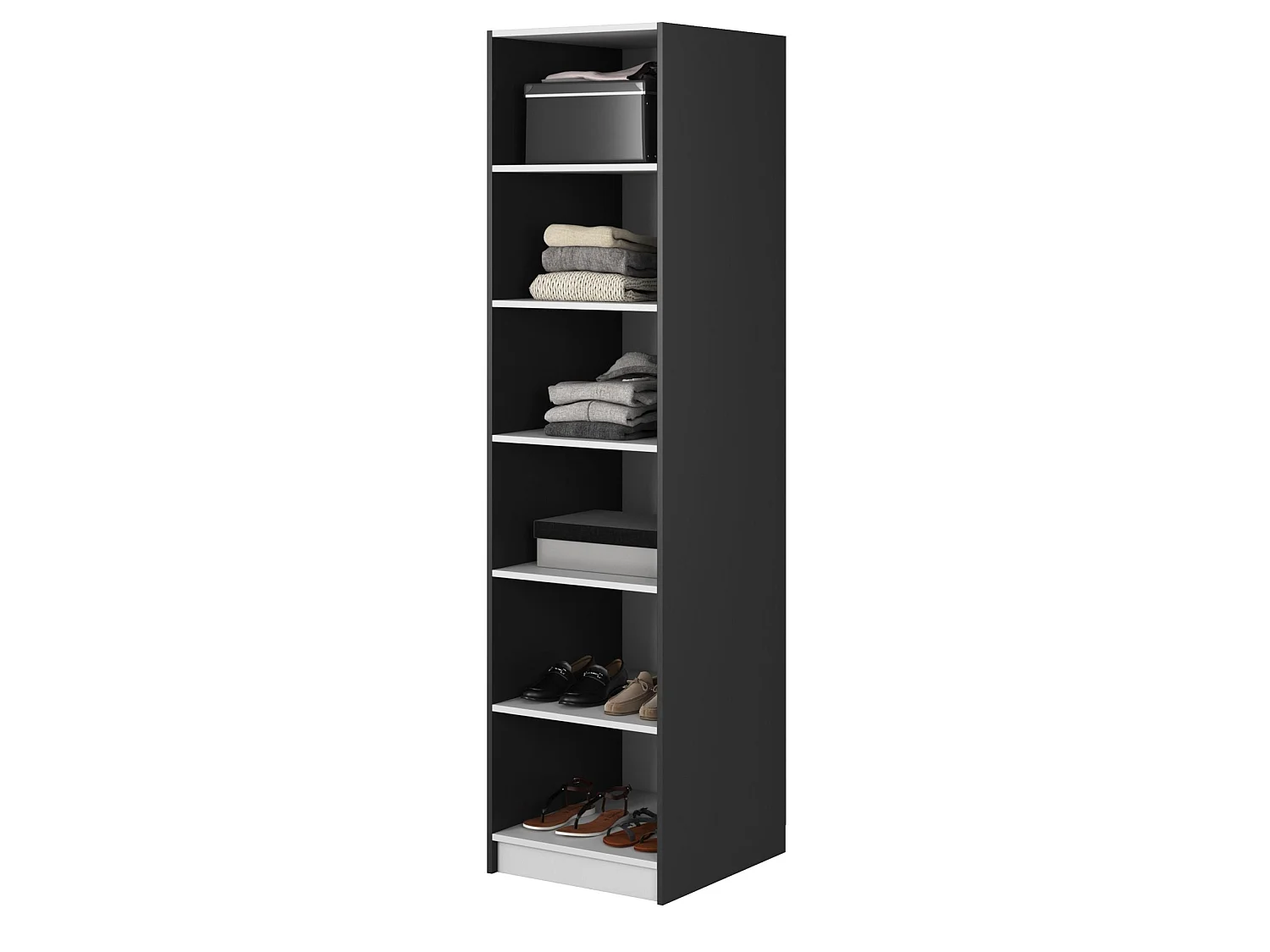 Armoire une porte avec étagères - 50 cm - noir - FRAME