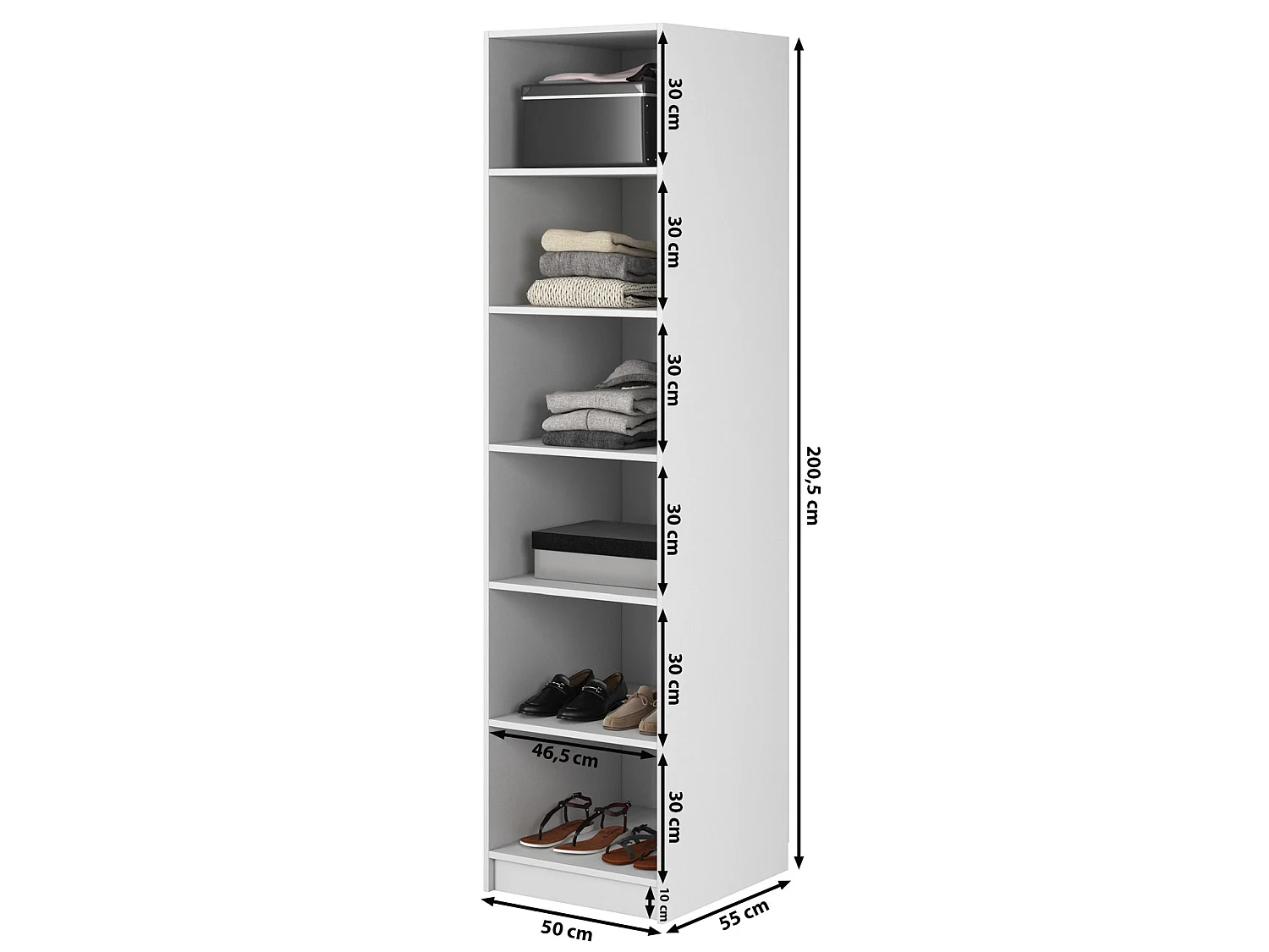 Armoire une porte avec étagères - 50 cm - noir - FRAME