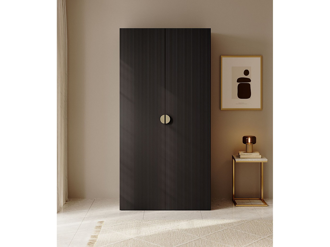 2-deurs kledingkast met roede en planken - 100 cm - zwart - MOONIR