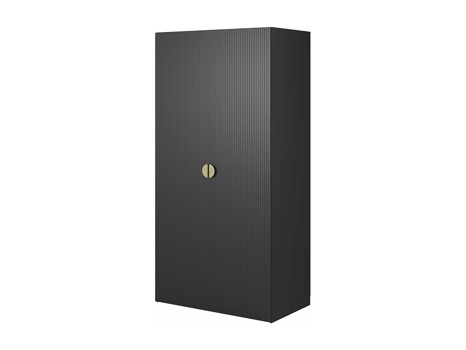 Armoire 2 portes avec tringle et étagères - 100 cm - noir - MOONIR