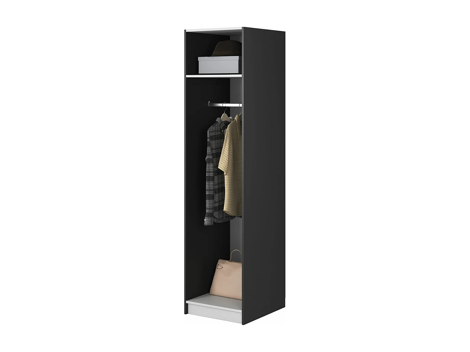 Kleiderschrank 1T mit Stange - 50 cm - schwarz - FRAME