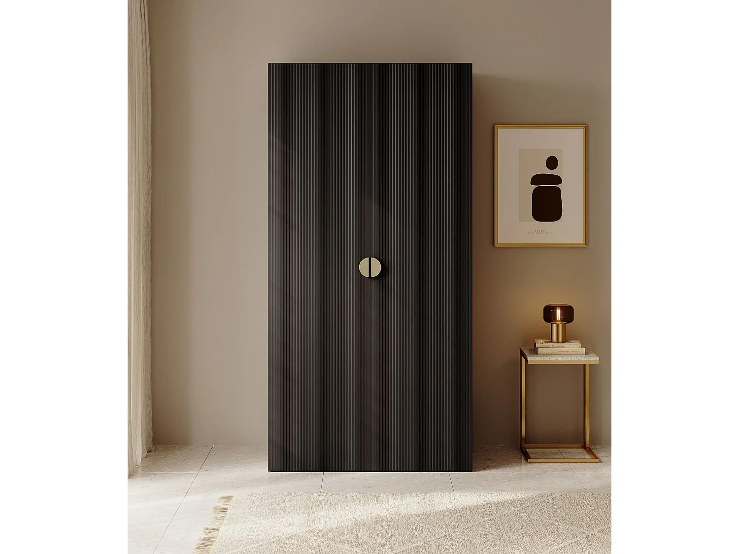 Armoire 2 portes avec tringle - 100 cm - noir - MOONIR