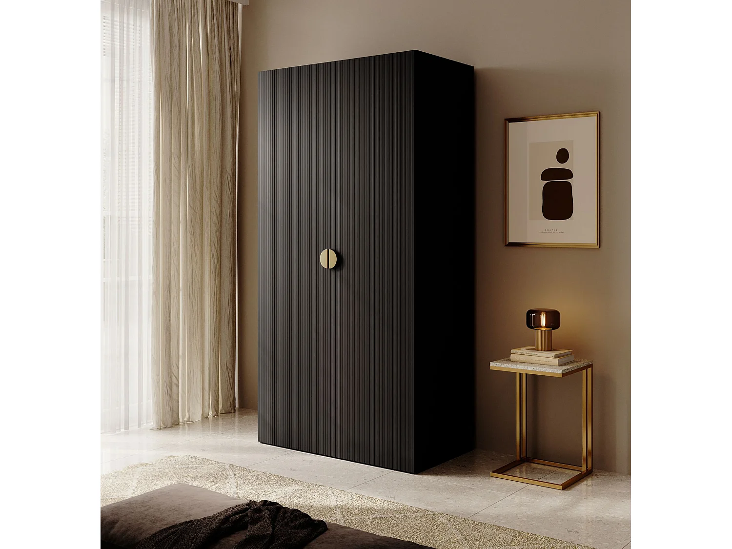 Armoire 2 portes avec tringle - 100 cm - noir - MOONIR