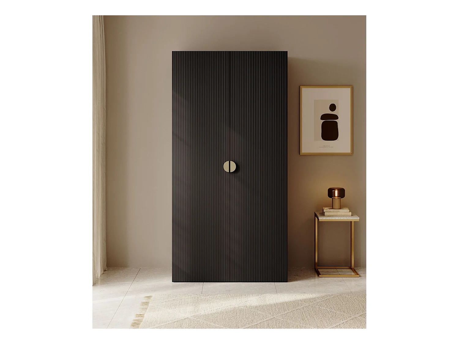Armoire 2 portes avec tringle - 100 cm - noir - MOONIR