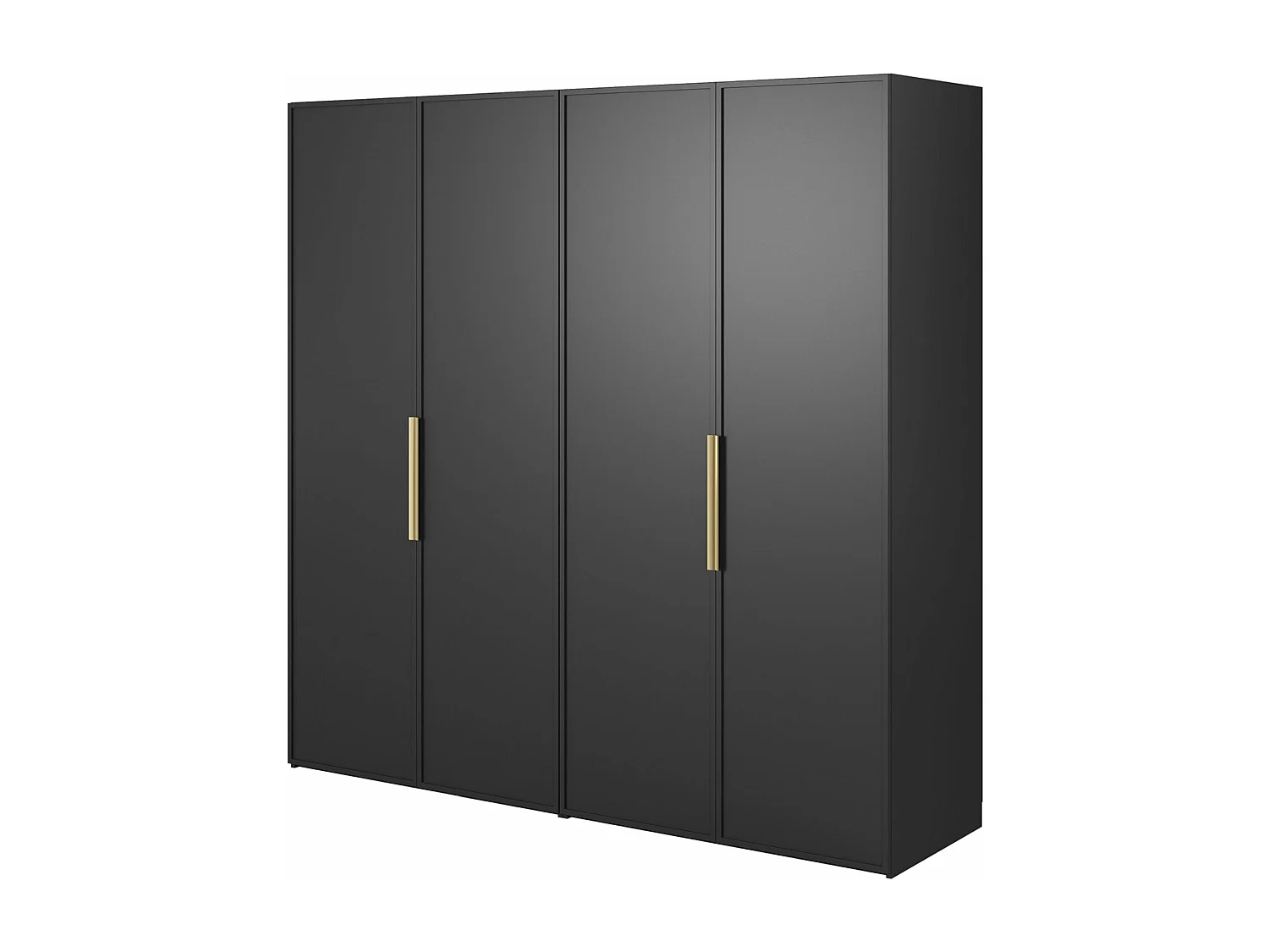 Kleiderschrank 4T mit 2 Stangen - 200 cm - schwarz - FRAME