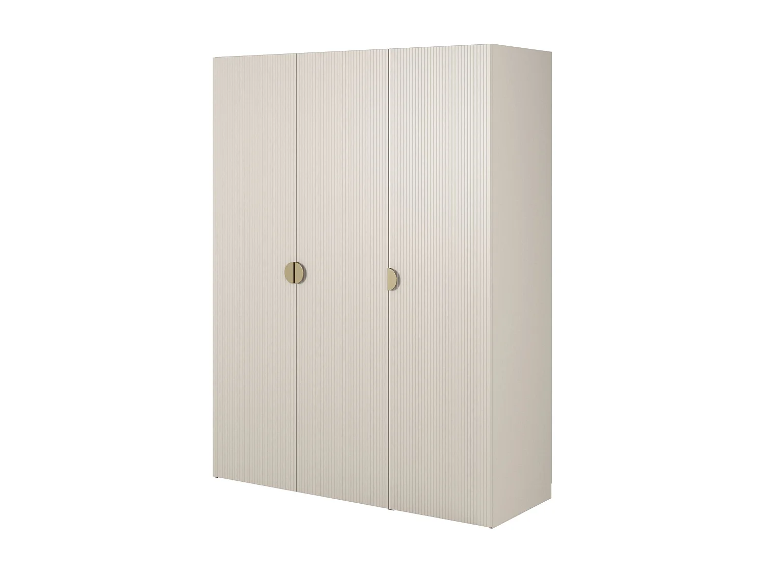 Armoire 3 portes avec longue tringle et tiroirs - 150 cm - grège - MOONIR