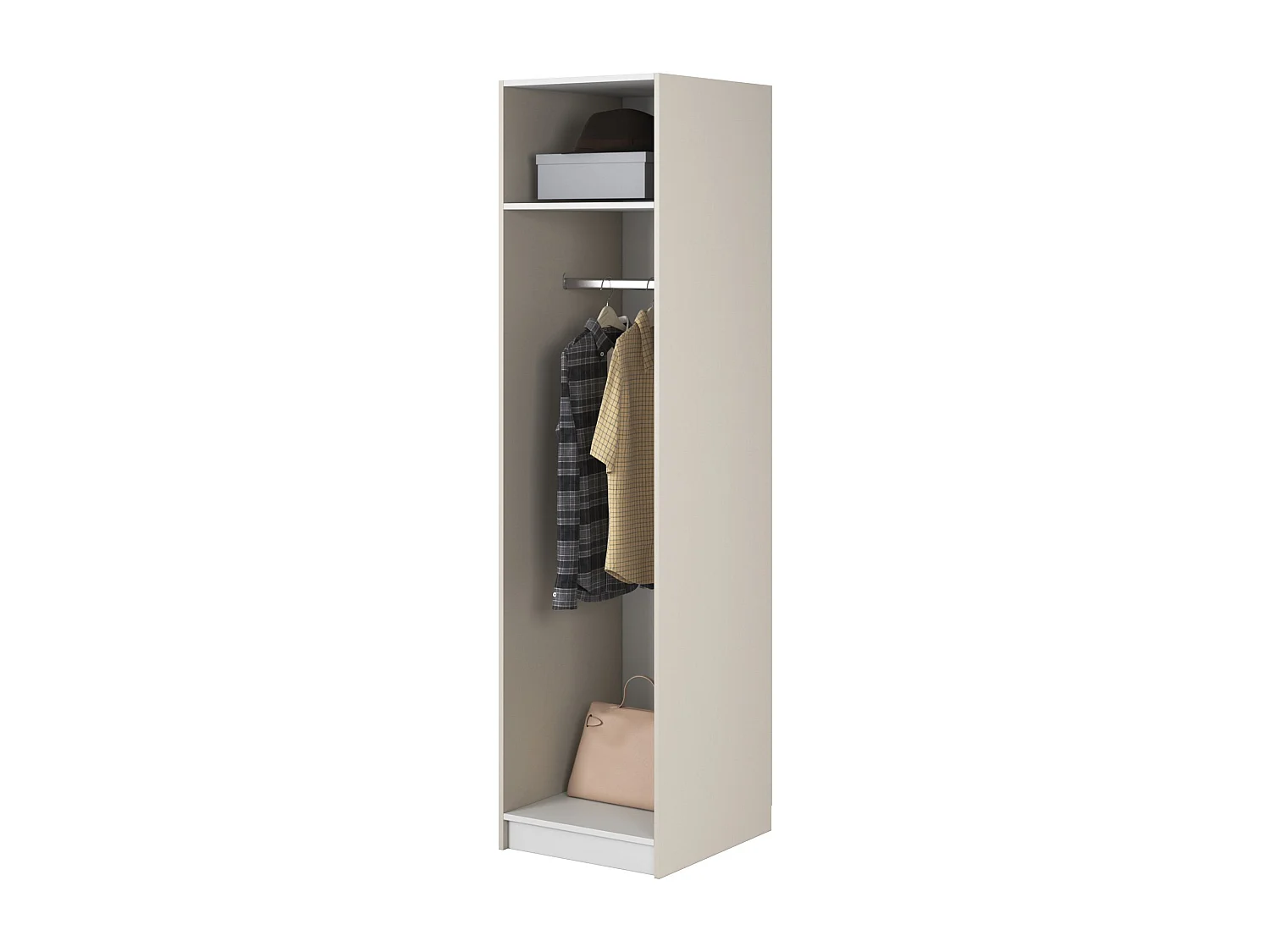Kleiderschrank 1T mit Stange - 50 cm - greige - FRAME