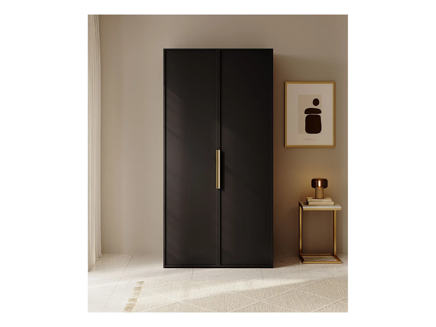 Armoire 2 portes avec tringle - 100 cm - noir - FRAME