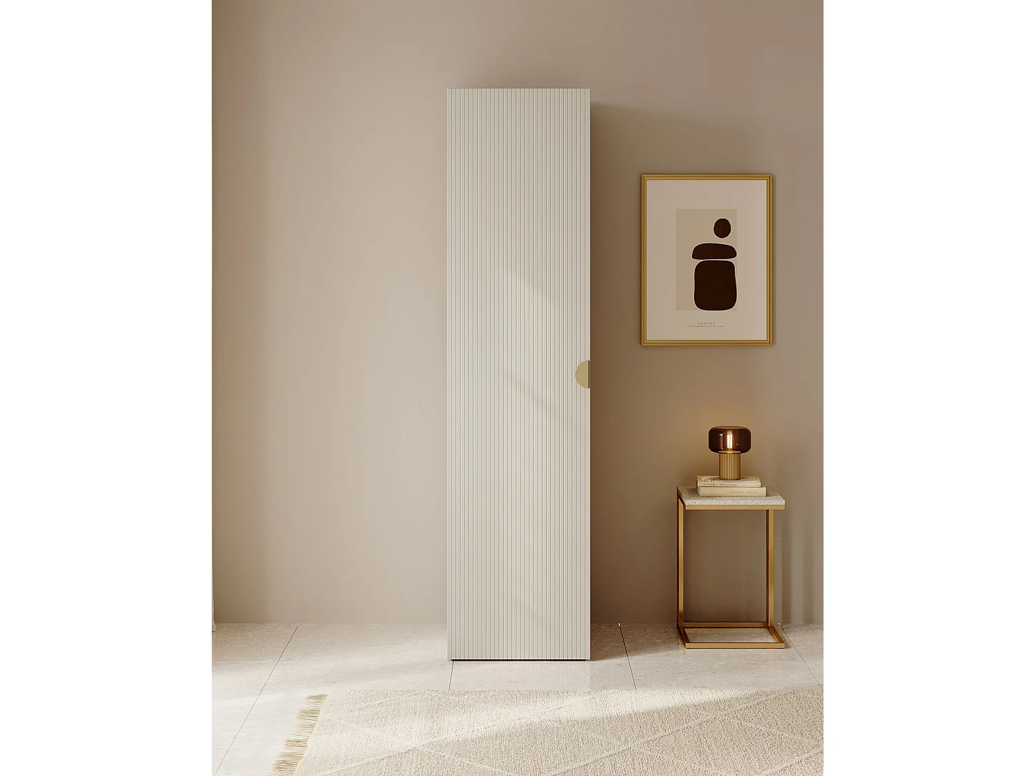 Armoire une porte avec étagères - 50 cm - grège - MOONIR