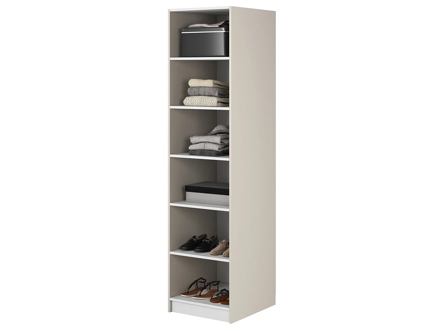 Armoire une porte avec étagères - 50 cm - grège - MOONIR