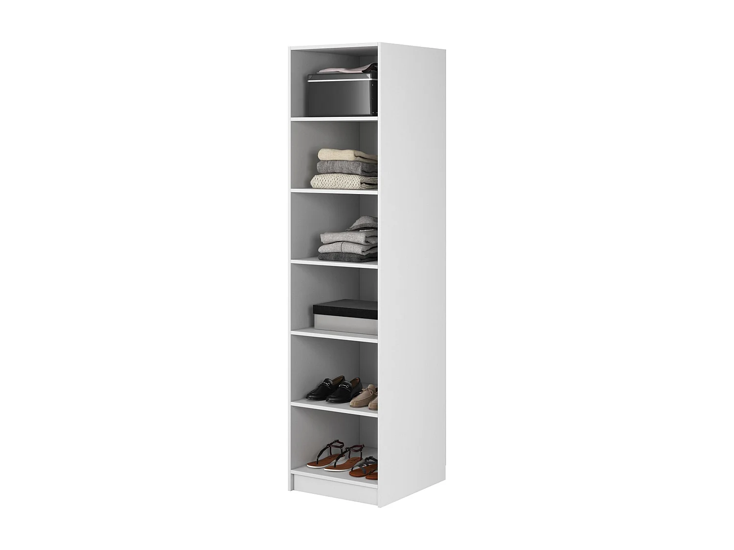 Kleiderschrank 1T mit Regalen - 50 cm - weiß - MOONIR