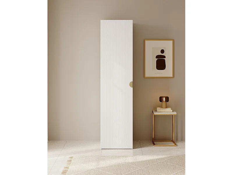 Armoire une porte avec étagères - 50 cm - blanc - MOONIR