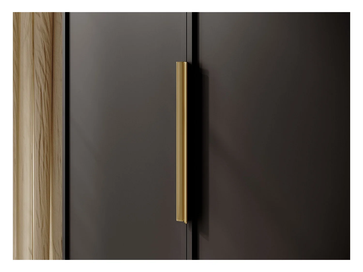 Armoire 4 portes avec 2 tringles et étagères - 200 cm - noir - FRAME