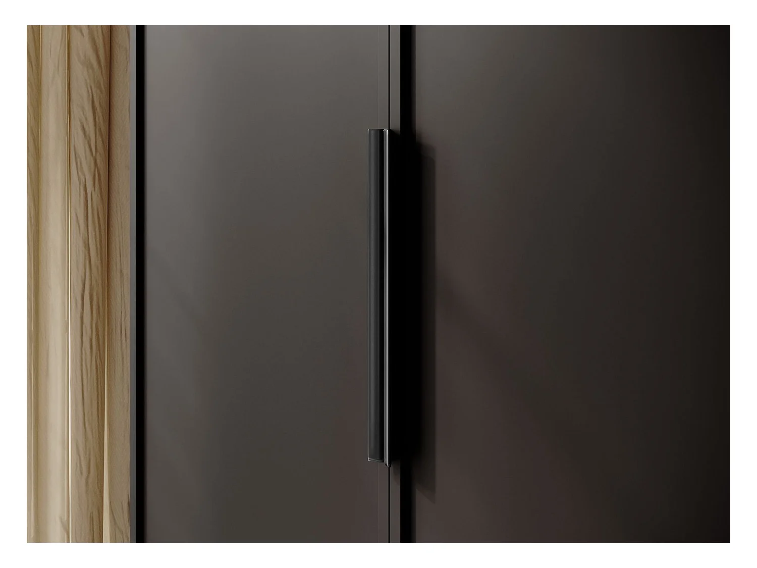 Armoire 4 portes avec 2 tringles et étagères - 200 cm - noir - FRAME