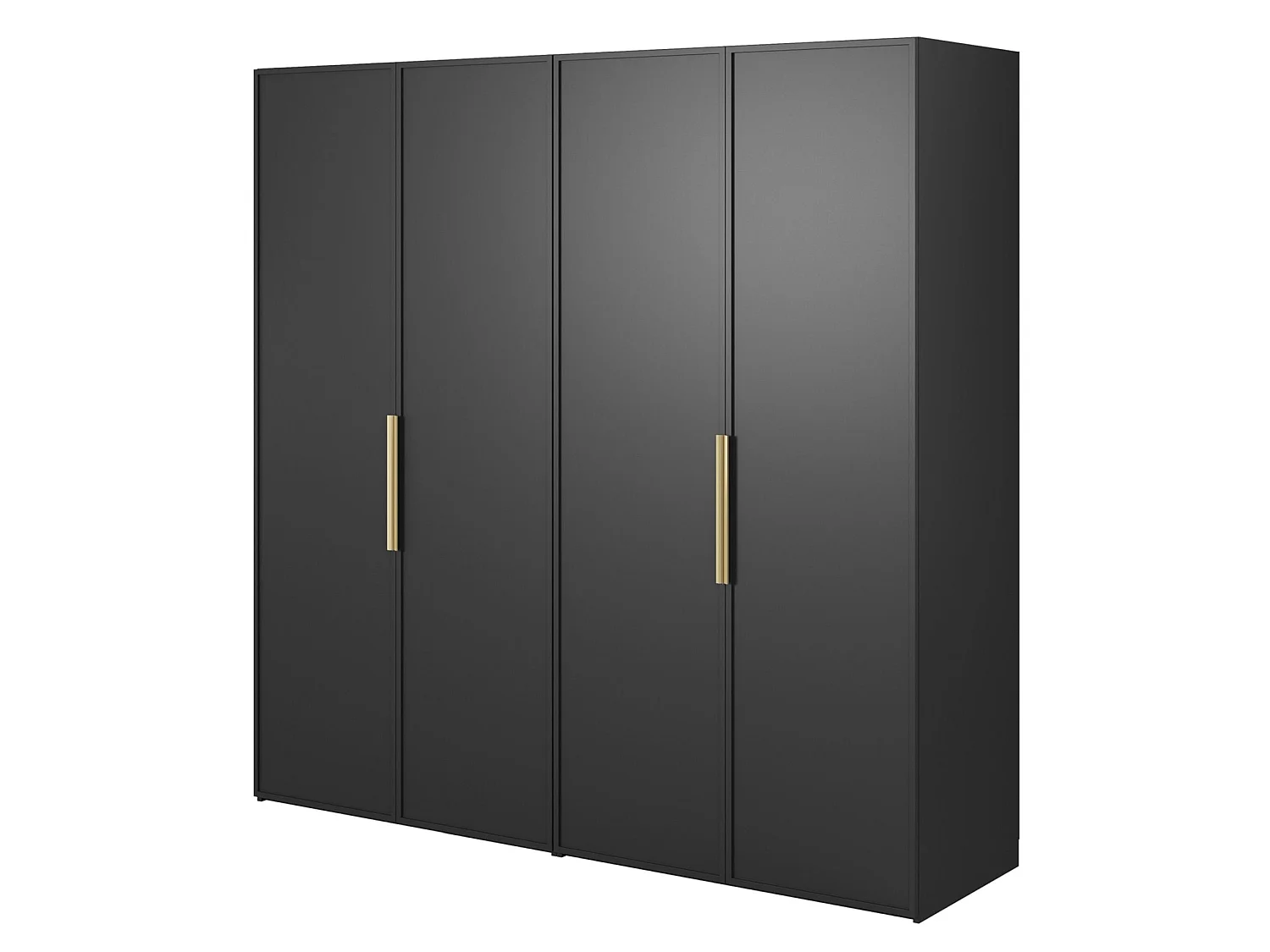 4-deurs kledingkast met 2 roedes en planken - 200 cm - zwart - FRAME