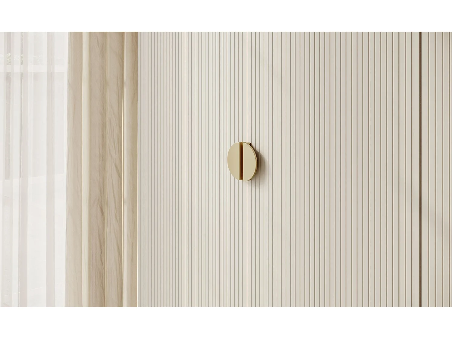 Armoire 4 portes avec tringle et étagères - 200 cm - grège - MOONIR