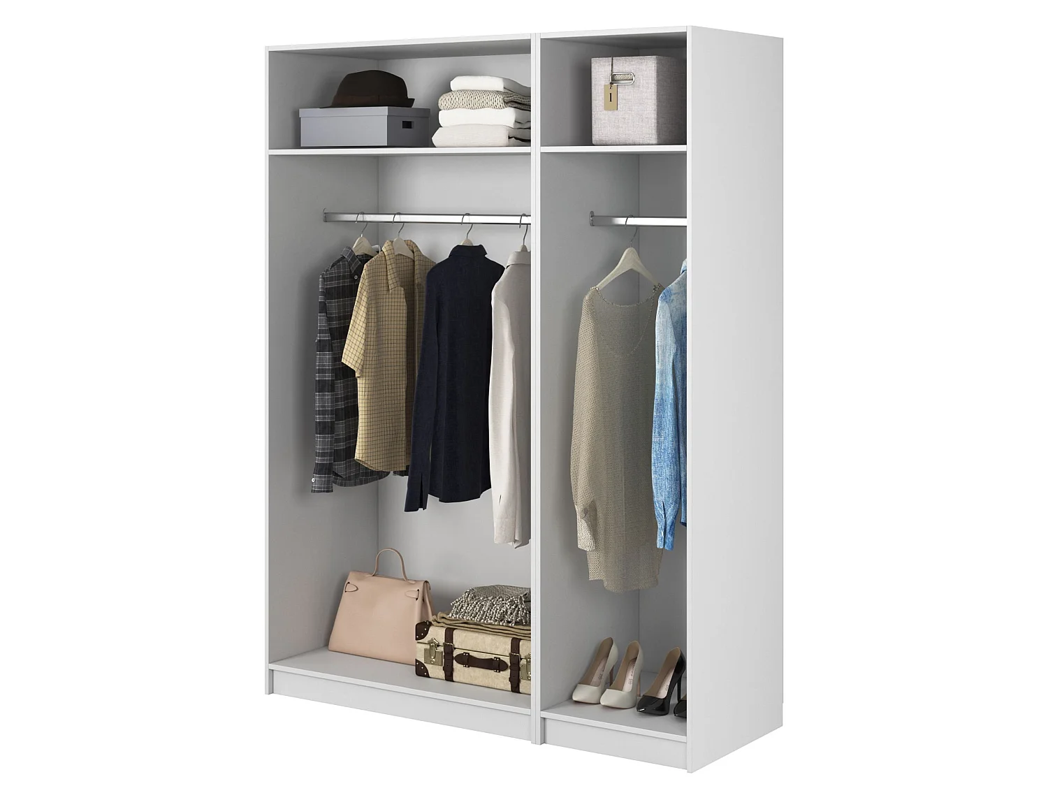 3-deurskast met twee roedes - 150 cm - wit - FRAME