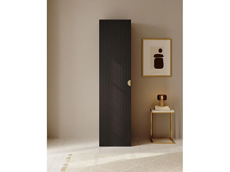 Kleiderschrank 1T mit Stange - 50 cm - schwarz - MOONIR