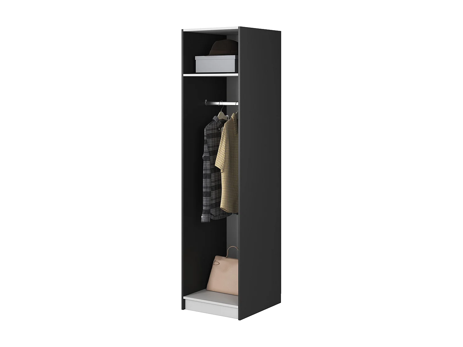 Armoire une porte avec tringle - 50 cm - noir - MOONIR