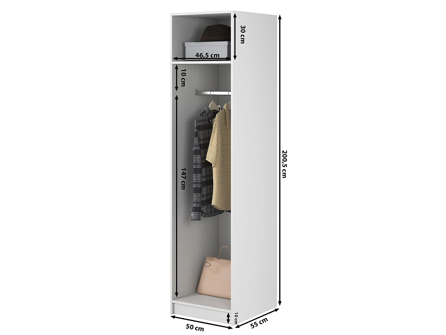 Eendeurskast met roede - 50 cm - zwart - MOONIR