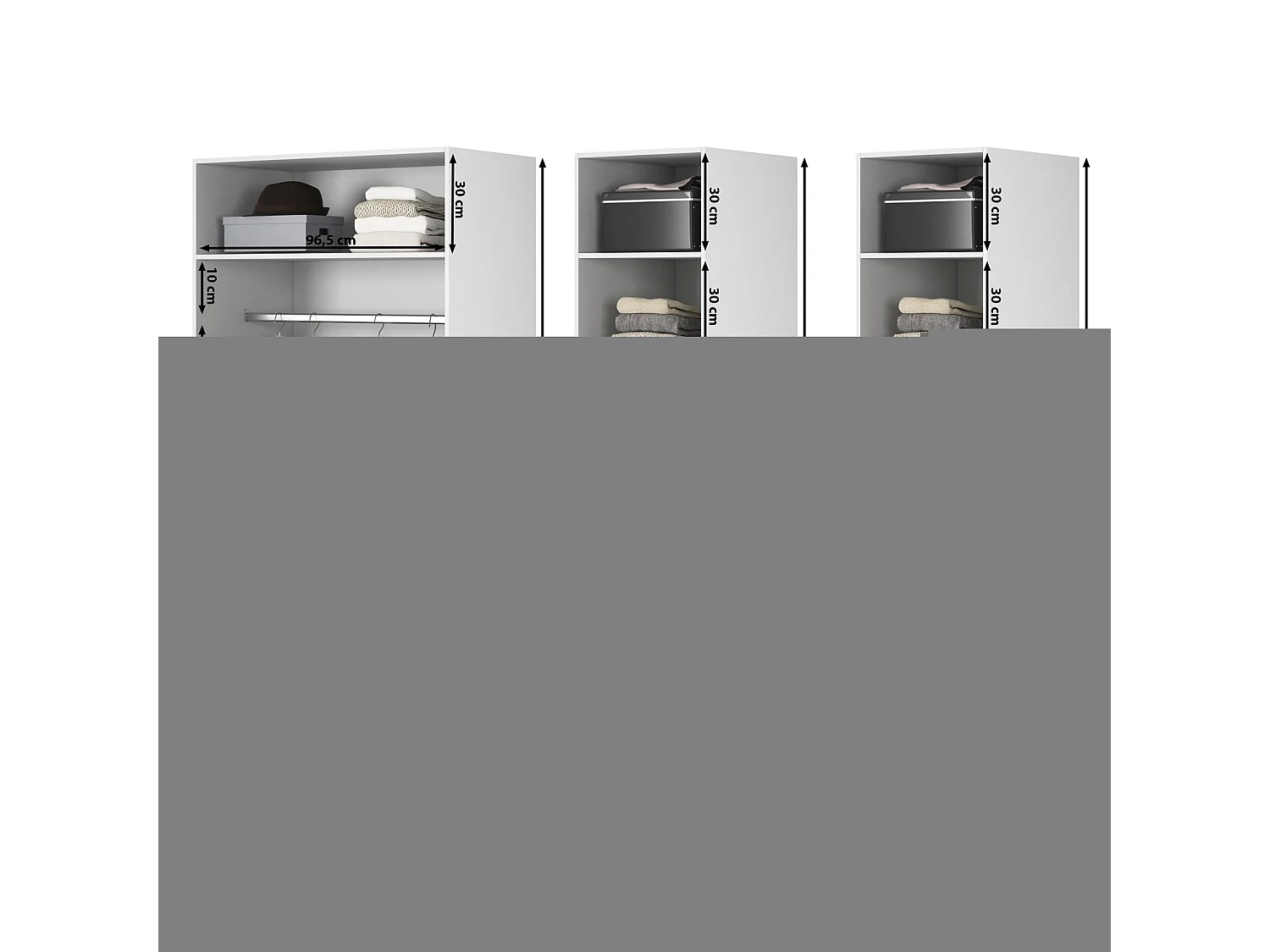 4-deurs kledingkast met roede en planken - 200 cm - zwart - FRAME