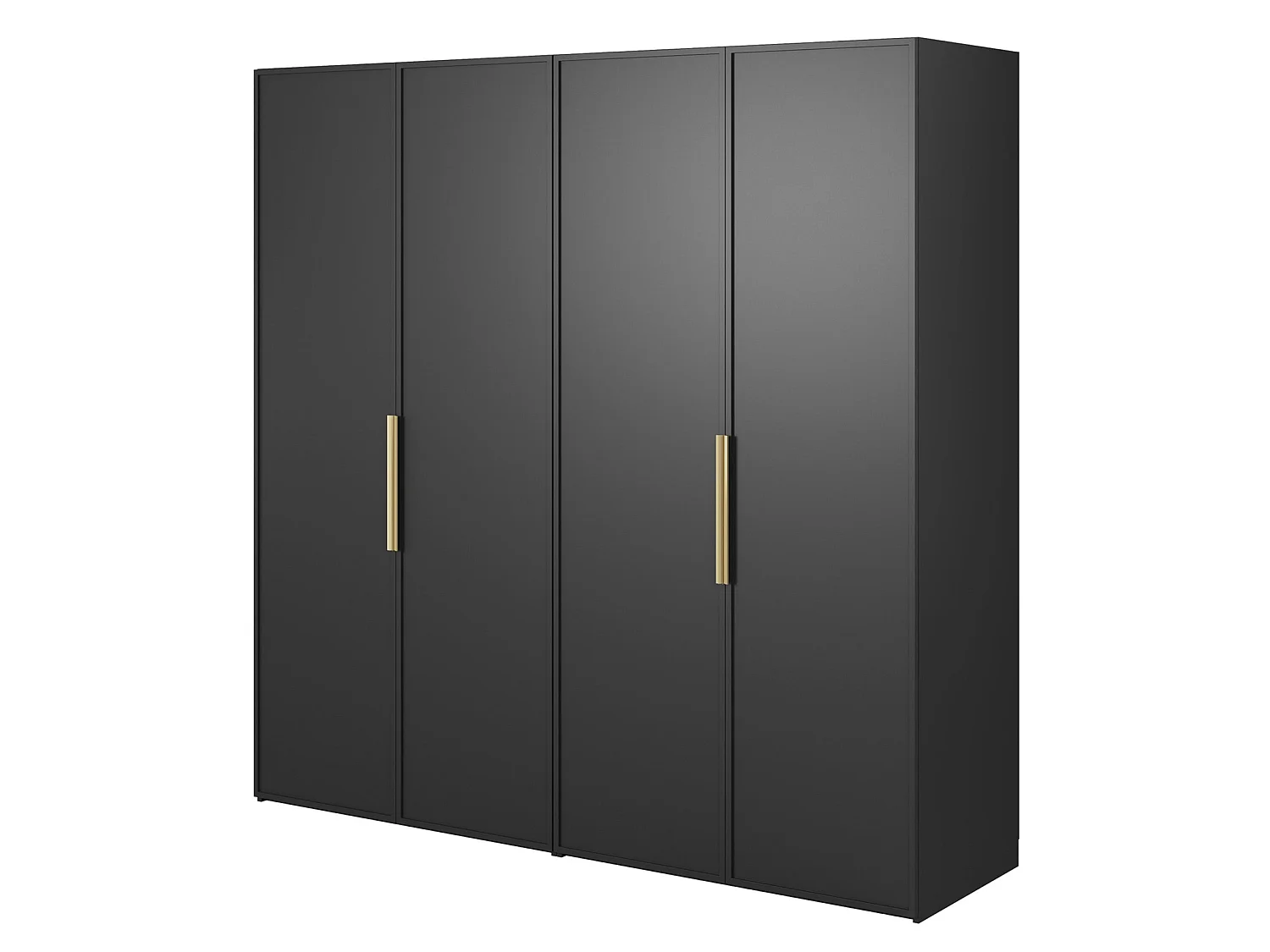 Armoire 4 portes avec tringle et étagères - 200 cm - noir - FRAME